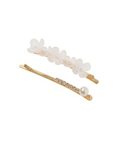 Maison de FLEUR 2セットフラワーパールヘアピン