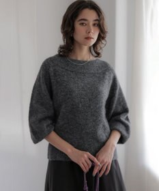 組曲 へアリーヤーンボートネック ニット チャコールグレー系