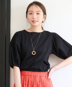 ANY 【WEB限定・接触冷感】シルケットスムース ギャザーパフスリーブトップス