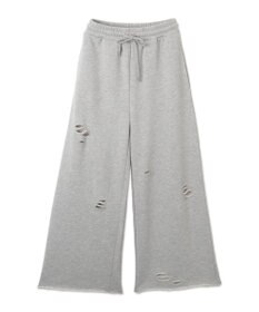 WEGO 【ウエストゴム】ダメージスウェットワイドパンツ