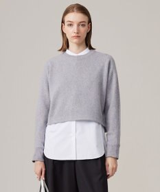 ICB 【洗える】ソフトカシミヤミックス ラメノットヤーンニット ライトグレー系