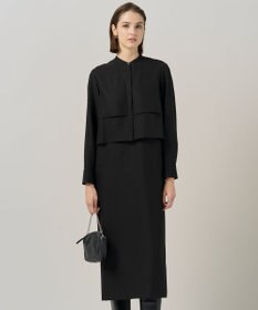 ICB 【洗える】ウールワッシャーツイル シャツドッキング ワンピース