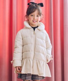 ANY KIDS 【フード取り外し/洗濯機可能】中綿フリル リボンコート