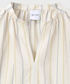 Paul Smith ストライプギャザースリーブ ブラウス