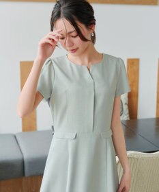 Tiaclasse 【小倉優子さん着用・洗える】フラップ付きミディアム丈フレアワンピース