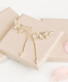 Phoebe 〈シリーズ累計販売10000点突破！〉2wayフラワリービジューピアス&イヤリング　ゴールド