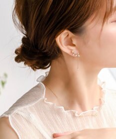 Phoebe 〈シリーズ累計販売10000点突破！〉2wayフラワリービジューピアス&イヤリング　ゴールド