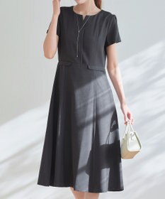 Tiaclasse 【小倉優子さん着用・洗える】フラップ付きミディアム丈フレアワンピース