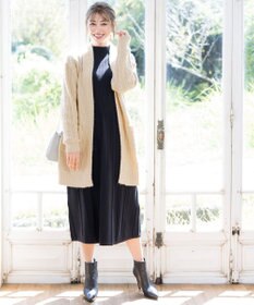 Tiaclasse L 【洗える】大人華やかなアラン柄ニットカーディガン