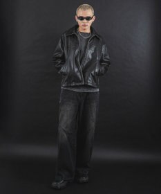 WEGO 【ユニセックス着用ITEM】MA55IVE　PUショートグラフィックブルゾン