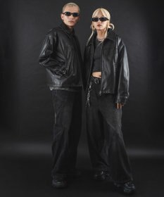 WEGO 【ユニセックス着用ITEM】MA55IVE　PUショートグラフィックブルゾン