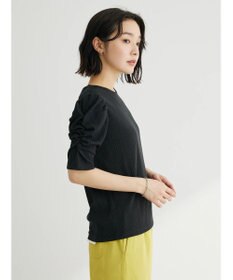 Green Parks リブ肩デザイン５分袖プルオーバー