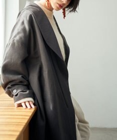 muuc 〈軽やかな尾州産リネンウール〉ショールカラーコート　ロングシーズン 秋冬春 ゆったりシルエット セットアップ可能