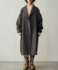 muuc 〈軽やかな尾州産リネンウール〉ショールカラーコート　ロングシーズン 秋冬春 ゆったりシルエット セットアップ可能