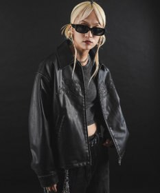 WEGO 【ユニセックス着用ITEM】MA55IVE　PUショートグラフィックブルゾン