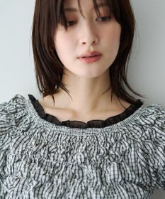 YECCA VECCA 【2way着用可能】チェック柄シャーリングブラウス