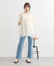 earth music&ecology カットオフフレアデニムパンツ