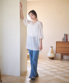 earth music&ecology カットオフフレアデニムパンツ