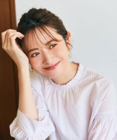 ANY SIS 【洗える】シャーリングフリルスタンド ブラウス