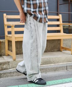 WEGO 【SMLサイズ展開】イージー3Dバレルレッグデニムパンツ