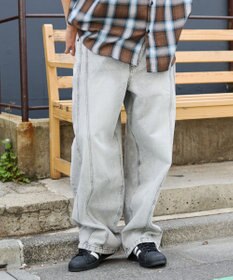 WEGO 【SMLサイズ展開】イージー3Dバレルレッグデニムパンツ