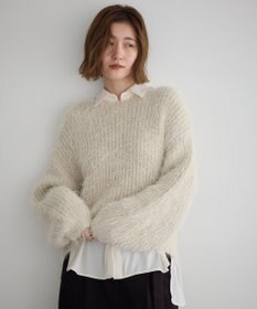 YECCA VECCA ラメシャギーボートネックニット