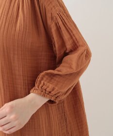 UCHINO クレープガーゼ　前あきギャザーワンピース