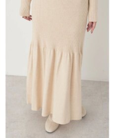 earth music&ecology パイピングフレアカラーニットワンピース