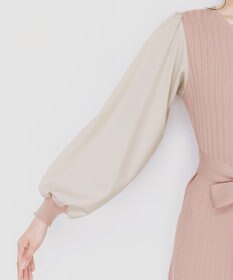 Tiaclasse 【洗える】パフ袖ニットコンビワンピース