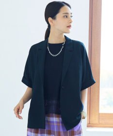 自由区 【カタログ掲載・人気素材・NEWアイテム】ラスティックメッシュハーフスリーブ ジャケット ブラック