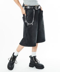 WEGO 【ユニセックス着用ITEM】ダブルニーデニムショーツ