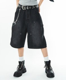 WEGO 【ユニセックス着用ITEM】ダブルニーデニムショーツ