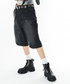WEGO 【ユニセックス着用ITEM】ダブルニーデニムショーツ