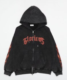 WEGO 【ユニセックス着用ITEM/MLサイズ展開】パウダーブリーチグラフィックZIPパーカー