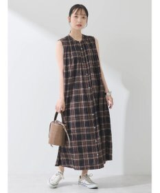 earth music&ecology 綿ＰＵクレープワンピース（ｃｈｅｃｋ柄）