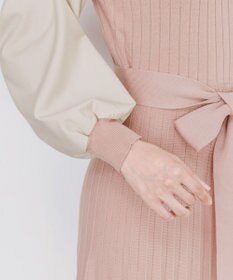 Tiaclasse 【洗える】パフ袖ニットコンビワンピース