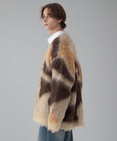 WEGO 【ユニセックス着用ITEM/MLサイズ展開】モヘアタッチパターンカーディガン