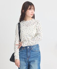 earth music&ecology ハイネックフラワーメロープルオーバー