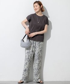 23区 【洗える】アンティークフラワープリント ワイド パンツ