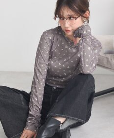 earth music&ecology ハイネックフラワーメロープルオーバー