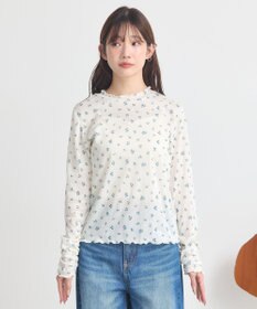 earth music&ecology ハイネックフラワーメロープルオーバー