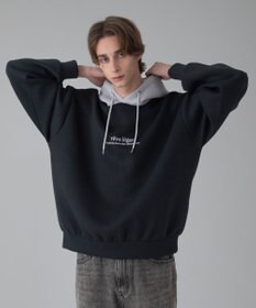 WEGO 【ユニセックス着用ITEM/MLサイズ展開】ワンポイントバイカラープルパーカー