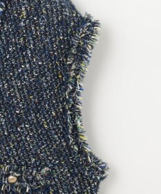 自由区 ミックスツイードニット  ベスト