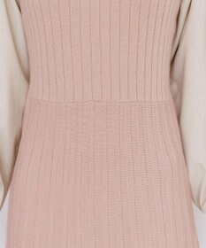 Tiaclasse 【洗える】パフ袖ニットコンビワンピース