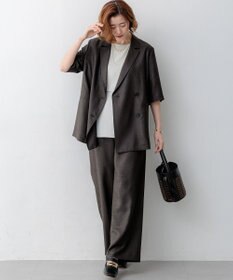 23区 【先行予約】リネンライクグロッシー ハーフスリーブ ダブル ジャケット