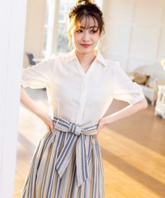 Tiaclasse 【洗える】小顔効果も叶えるスキッパーシャツワンピース