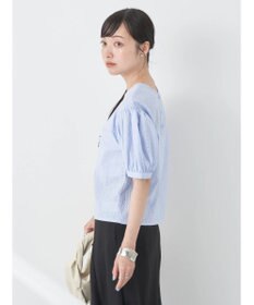 earth music&ecology 刺繍パフスリーブブラウス