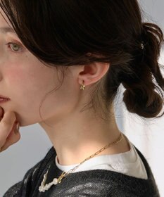 Phoebe 【金属アレルギー対応】ワンタッチライナースタービジューフープピアス　ゴールド