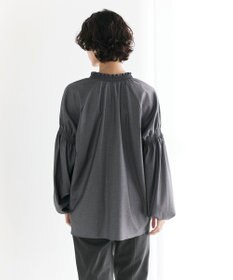 #Newans 【洗濯機可/しわになりにくい】シャーリングネック ボリュームスリーブブラウス