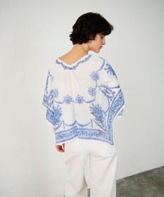 GRACE CONTINENTAL スカーフプリントポンチョトップ